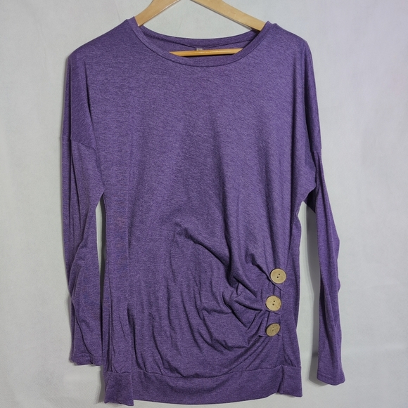 Unbranded Purple Women's Tunic Top with Button Detail Sz L - Picture 1 of 3